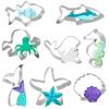 8 шт., формочки для печенья с океанскими животными, хвост русалки, морская звезда, морская ракушка, формы акулы, морские тематические формы для печенья, формочки для помадки из нержавеющей стали на день рождения