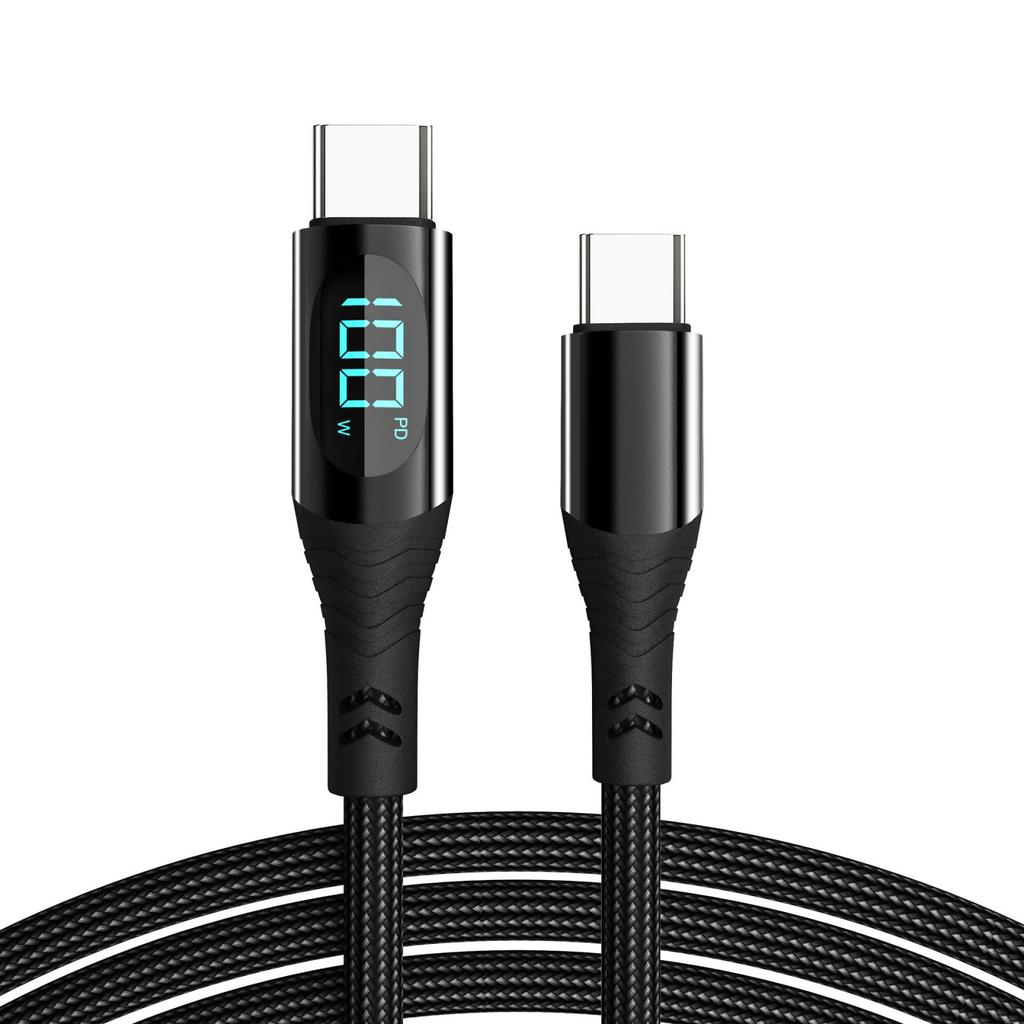 Кабель USB Type C - Type C мощностью 100 Вт с цифровым экраном, только для быстрой зарядки