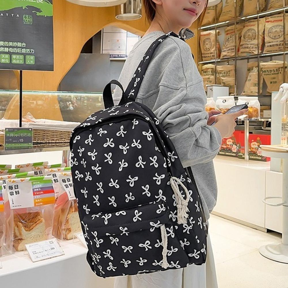 Large Capacity Bow Backpack Lightweight Teenagers Shoulder Bag Students School Bag Ladies/Girls