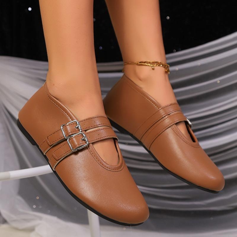 Модная обувь Мэри Джейн 2025 Новая модная женская обувь на плоской подошве Мягкие удобные балетки Женские кроссовки с двойной застежкой и круглым носком