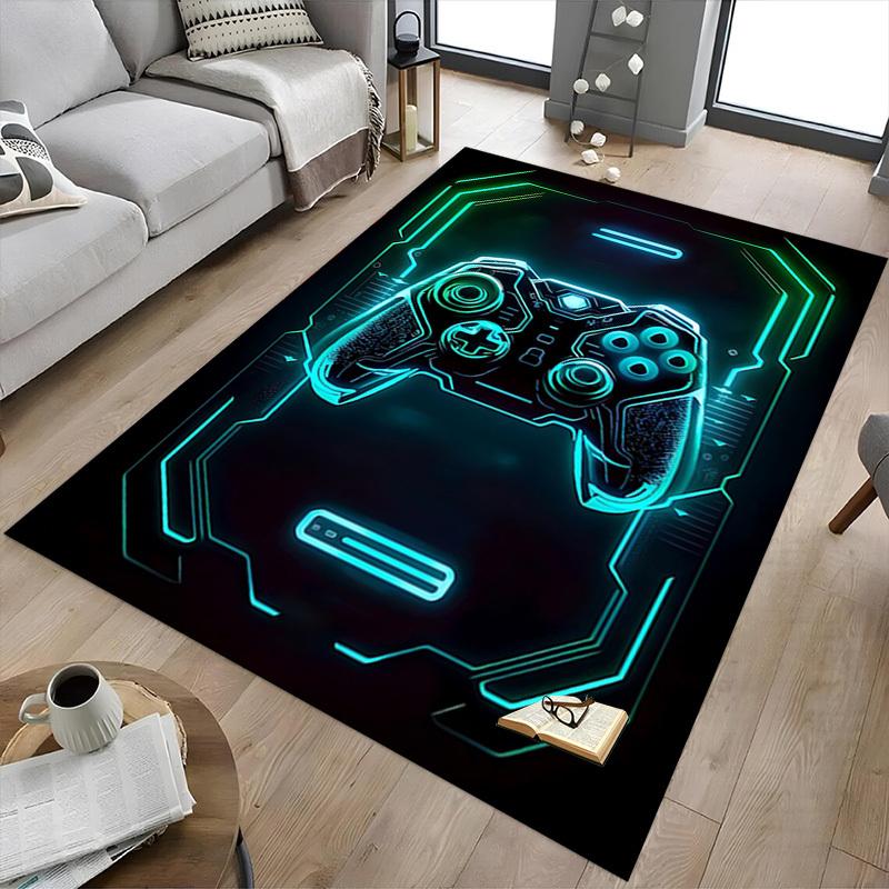 1PC Gaming Controller Neon Lights Non-Slip Floor carpet, Office, family, bedroom, Studio - Large Area Rug, Vibrant Colors-C0481