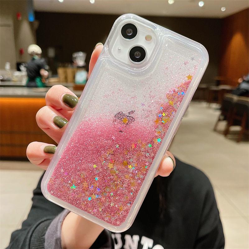 iPhone 16 Чехол с блестками, жидким песком, защитой от падения 15Pro Max для Apple 14/17
