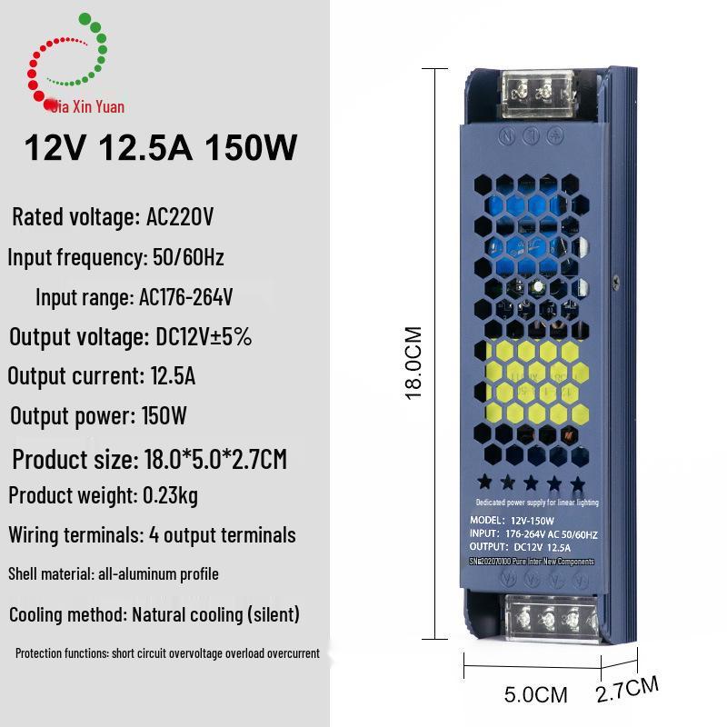 Черный блок питания LED King Kong Трансформатор 220В в 12В/24В/48В, 60Вт-400Вт