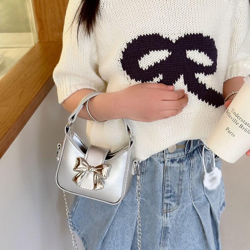 Детская милая сумочка, портативная сумка-кроссбоди с бантом