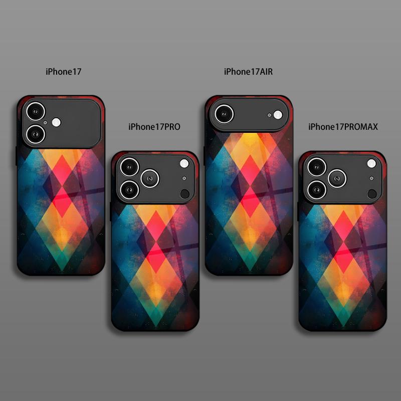 Геометрический Цветной Узор 2D Чехол для Телефона для iPhone 17 16 15 14 13 12 11 X XR XS Max Pro 8 Plus - Стеклянная Защитная Крышка