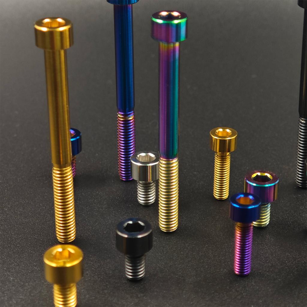 4/10pcs Titanium Bolt M5 M6 DIY Screw for Bike MTB / Road Bicycle, Length 12 16 18 20 23 25 30 35 40 45 50 55 60mm