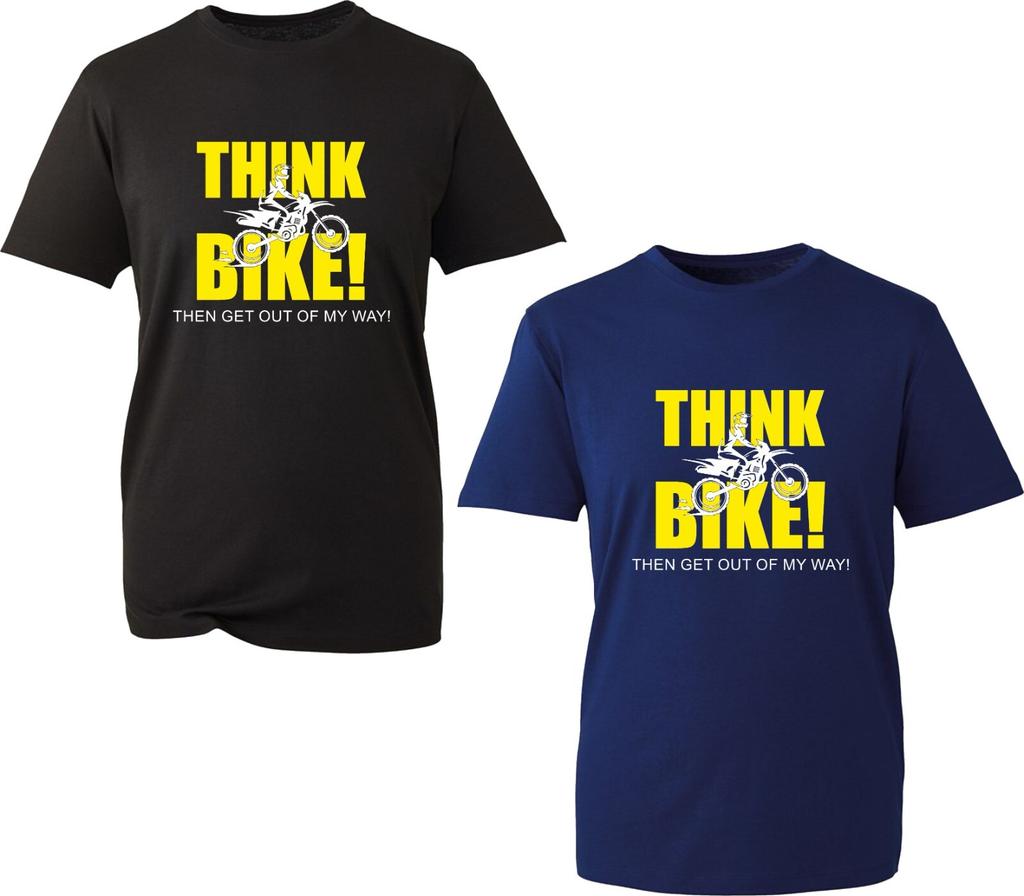 Think Bike TShirt Then Get Out Of My Way Funny Offensive Biker Unisex Tee Top