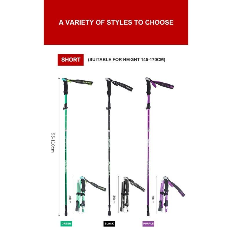 1PC 5-Section Outdoor Fold Trekking Pole Camping Portable Walking Hiking Stick For Nordic Elderly Telescopic Easy Put Into Bag