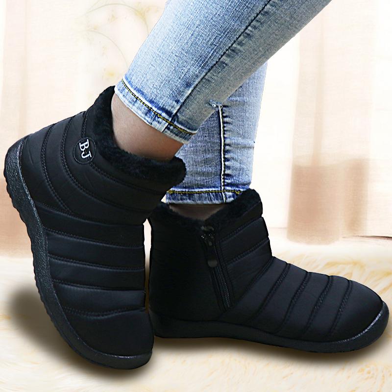Fashion 2024 Winter Boots Women Waterproof Snow Boots Warm Fur Ankle Boots Female Slip On Flat Casual Shoes Ladies Black Botines Mujer