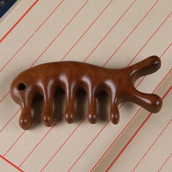 Деревянная расческа для массажа кожи головы с широкими зубцами, натуральный сандал, снятие стресса, подарок для роста волос, вьющиеся волосы