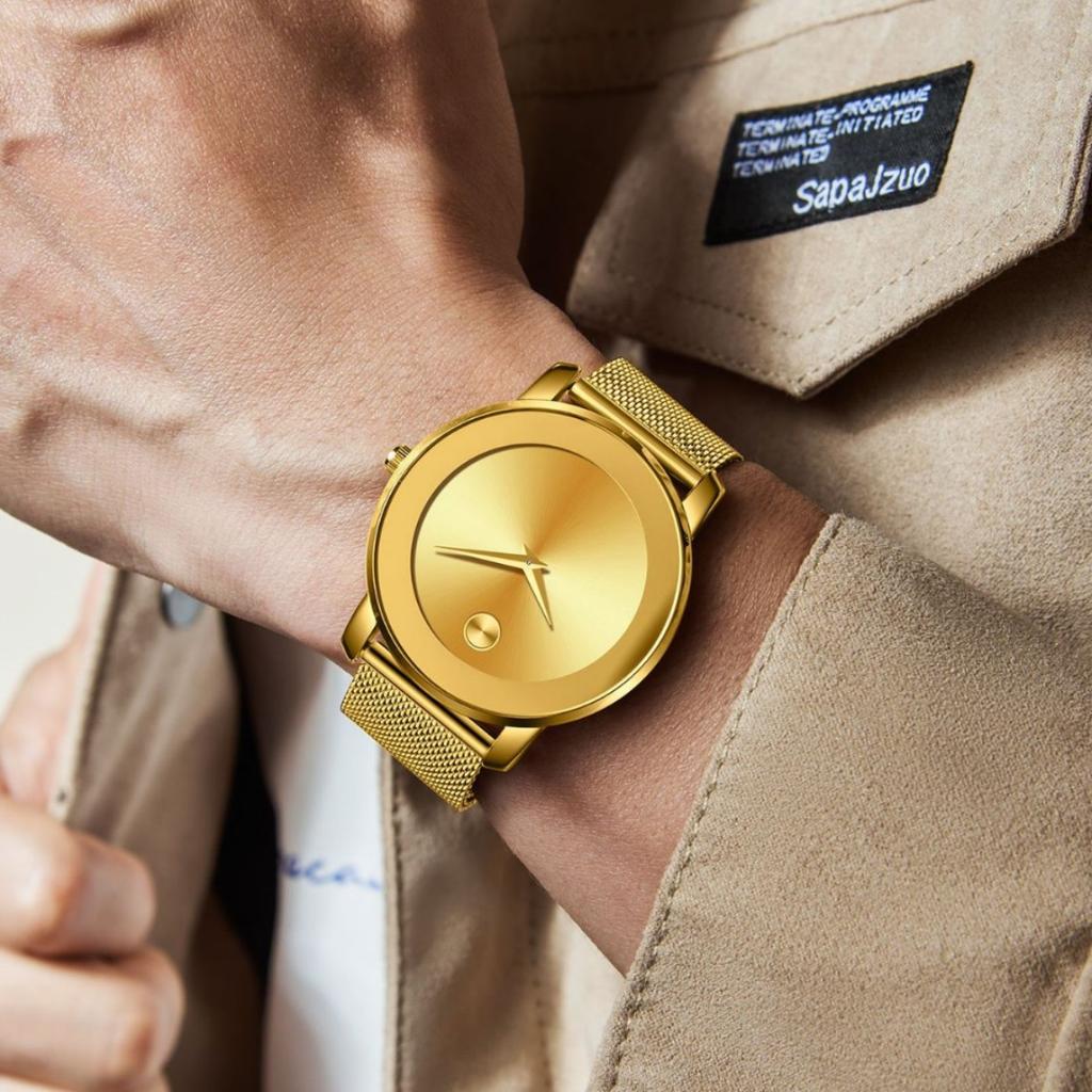 Роскошные наручные часы бренда MISSFOX Минималистичные модные кварцевые часы Классический дизайн Водонепроницаемые часы из нержавеющей стали с сетчатым браслетом