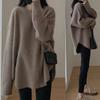 IHUASU Wool Pullover Jumper Women's Autumn and Winter Outer Wear In The Long Section of Lazy Open Knit Sweater