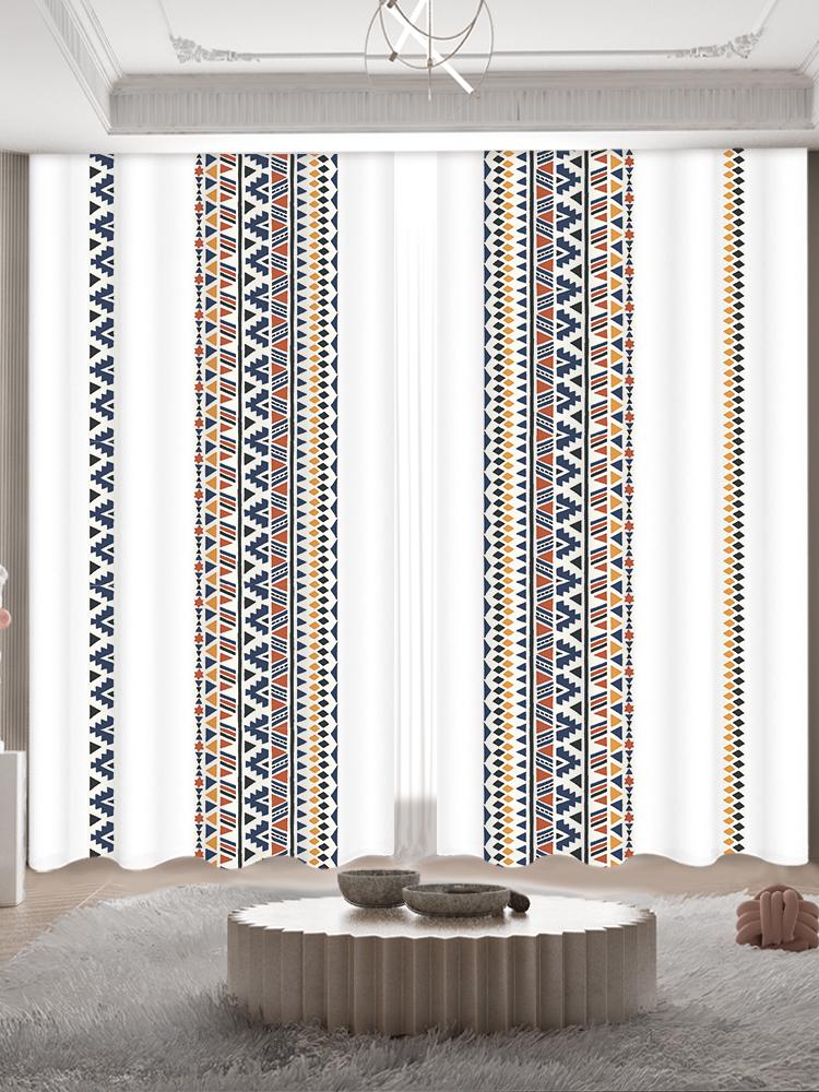 Заказные шторы в стиле бохо Юго-Восточной Азии Винтажные шторы в стиле меньшинств Геометрические принтованные шторы Гостиная Спальня отеля