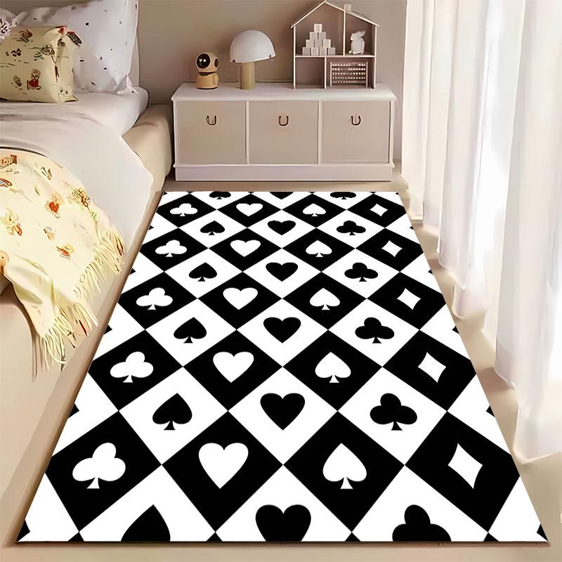 Playing Card Symbols Pattern Carpet suitable as a non-slip mat for the living room or bedroom sofa