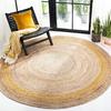 Natural Fiber Round Collection Round Beige / Gold  Handmade Boho Charm Braided Jute Area Rug