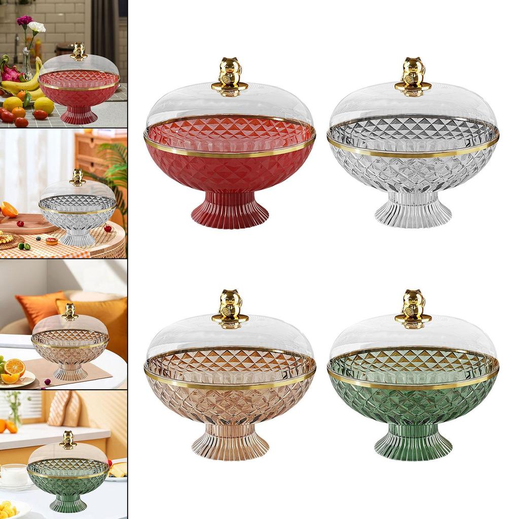 Фруктовая корзина-подставка с крышкой 21x25,8 см Декоративный поднос для хранения Сливной дизайн для семейных посиделок Легкий