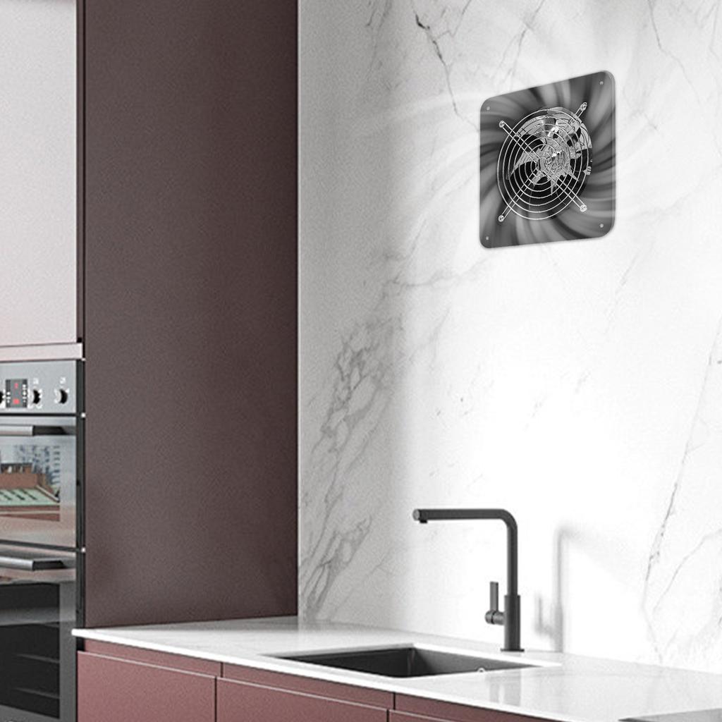 7 Inch Exhaust Fan, High Speed 2600RPM Ventilation Fan, Black Wall Mounted Extractor Fan for Kitchen, Bathroom - 110V Low Noise