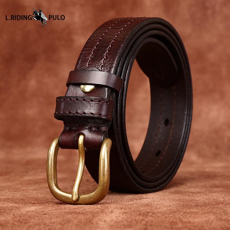 Ретро Корейский Стиль Модный Тренд Универсальный Ремень с Медной Пряжкой Женский Ремень из Натуральной Кожи Первый Слой Коровьей Кожи