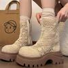 Autumn Platform Thick Bottom Woman Ankle Boot Fashion Hollow Out Breathable Shoes Ladies Elegant Lace Mordern Sandalias Booties