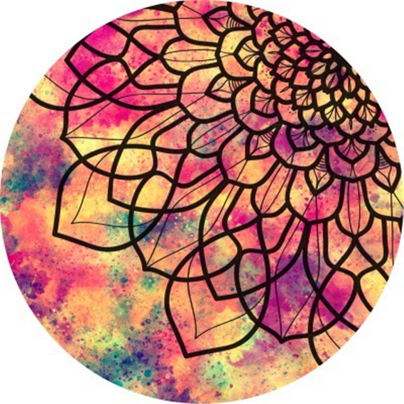 Красочный Звездный Геометрический Цветочный Центр Модный Ковер Гостиная Ретро Этнический Стиль Фиолетовый Мандала Круглый Ковер Подушка