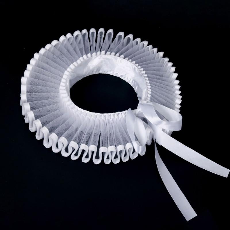 Детский елизаветинский белый сетчатый воротник-жабо, костюм клоуна для косплея, регулируемый гофрированный ложный воротник для вечеринок, праздничных мероприятий