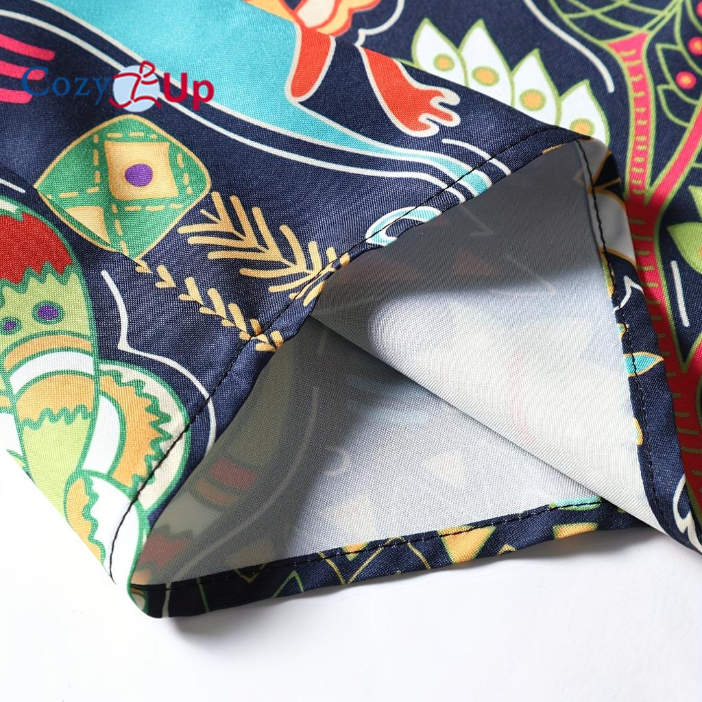 Гавайская рубашка с этническим узором джунглей, мужская повседневная рубашка с короткими рукавами и пуговицами с принтом по всей поверхности для летнего курорта