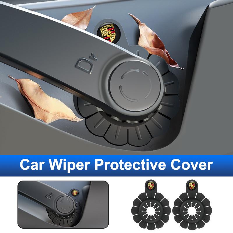 AIHQR1 2pcs Car Wiper Hole Protective Covers Windshield Wiper For Porsche 911 928 Cayenne Panamera Macan Boxster Carrera-GT Sticker