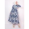 White Floral Flared Hijab Summer Dress