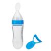 90ml Silicone Baby Toddler Feeding Bottle with Spoon Fresh Food Cereal Squeeze FeederBlue