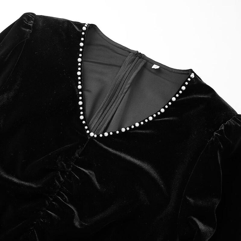 Элегантное бархатное миди-платье с V-образным вырезом IEF