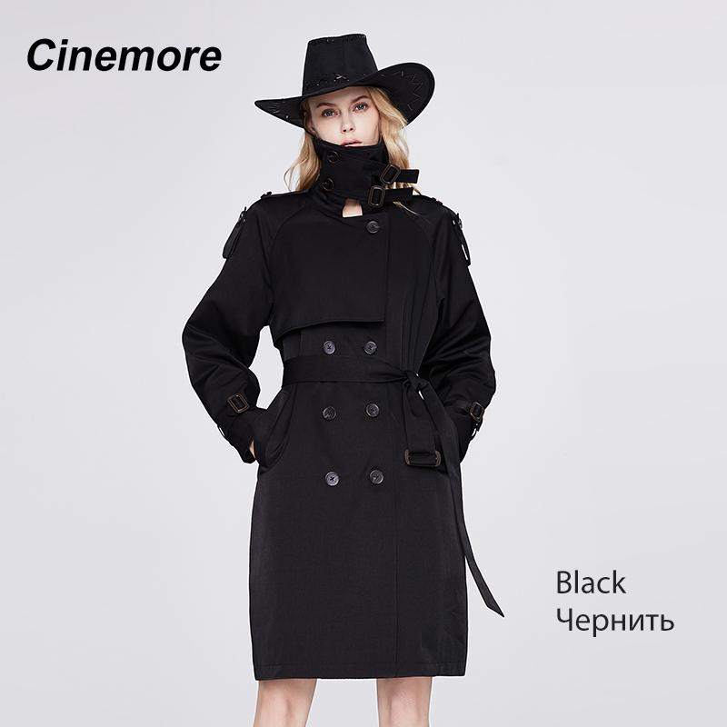 Cinemore Новинка 2022, женская ветровка, повседневное модное двубортное пальто с отложным воротником и длинными рукавами, элегантное женское пальто 92322