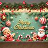 Large Polyester Merry Christmas Banner Outdoor and Home Garden Santa Claus Decorations for Christmas Holiday Party Backg
