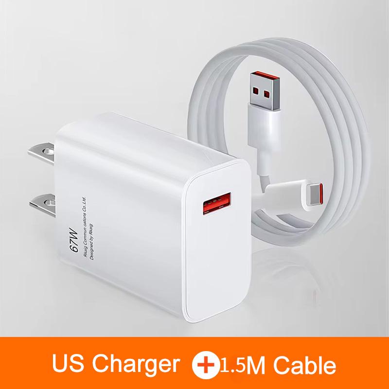 67W GaN USB Charger Fast Charging Charger Type-C Data Cable Mobile Phone Wall Travel Adapter For Samsung Huawei