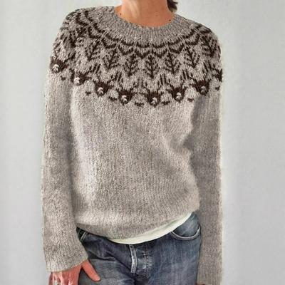 Женский свитер с круглым вырезом, цветной, свободный, модный пуловер