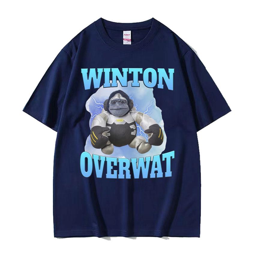 Winton Overwat Мем Смешная Игровая Футболка Мужская Высокое Качество Повседневная Оверсайз Футболки Унисекс Ретро Мультфильм Чистый Хлопок Футболка Топы