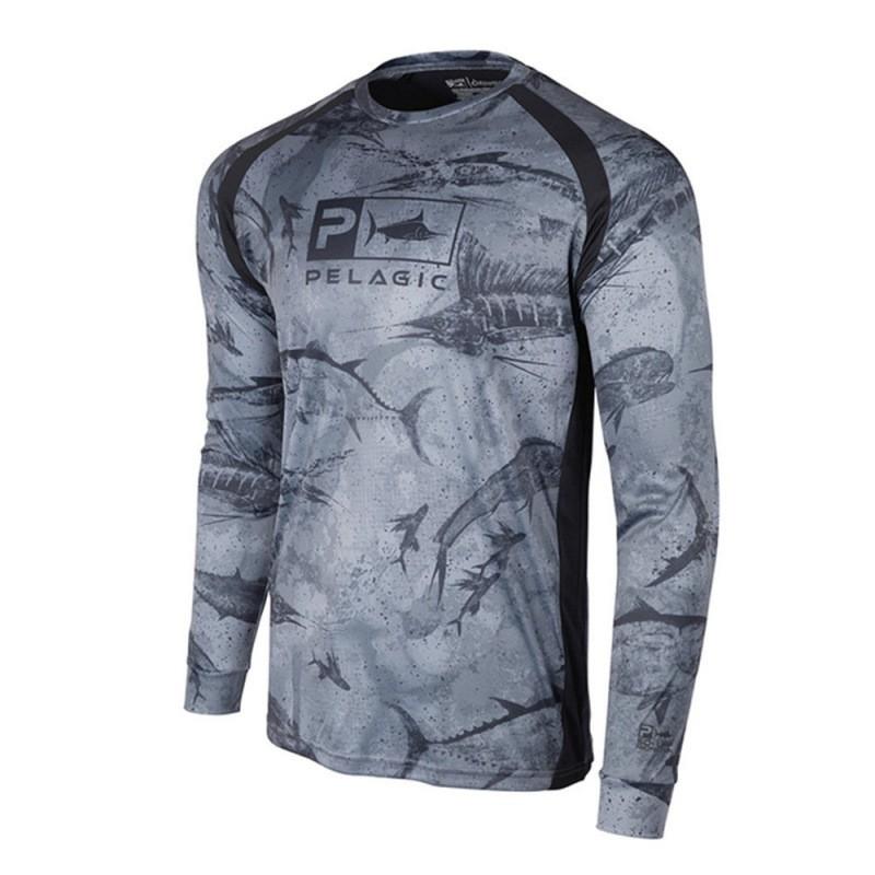 Mens Quick-Dry UV Protection Fishing Shirt Long Sleeve Breathable Performance Tee Surfing Diving Outdoor Activities