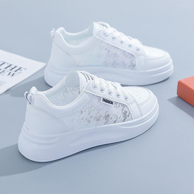 Маленькие белые туфли женские весна/лето тонкие новые сетчатые туфли женские дышащие сетчатые универсальные повседневные спортивные туфли на толстой подошве