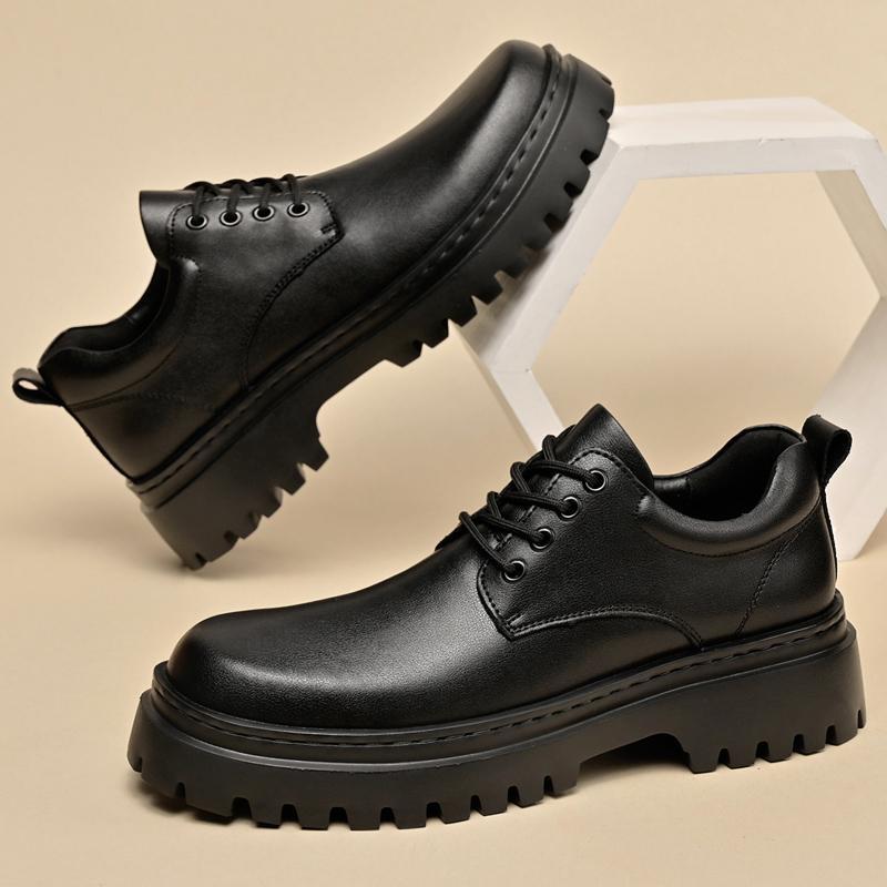 Модные толстые туфли для мужчин, повседневные кожаные туфли, деловая обувь на шнуровке, оксфорды, кроссовки