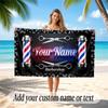 Barber Salon Theme Quick Dry Beach Towel Custom Name Text Print Large Sand Resistant Towel Beach Vacation