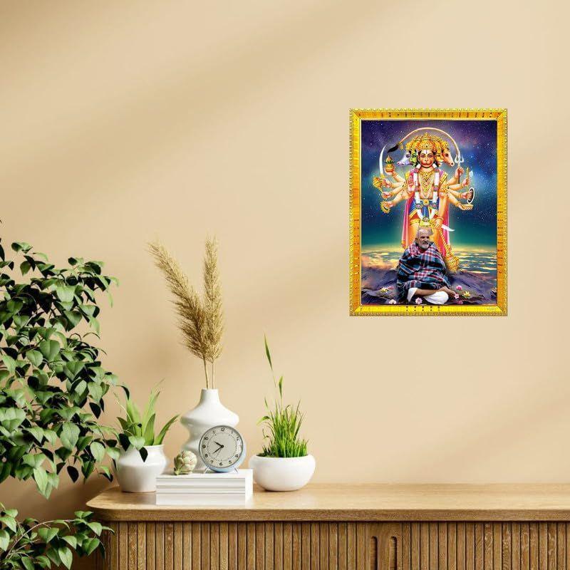 Религиозная фоторамка с изображением Нима Кароли Бабы и Сварупы Господа Ханумана для мандира и домашнего декора-8x10 дюймов