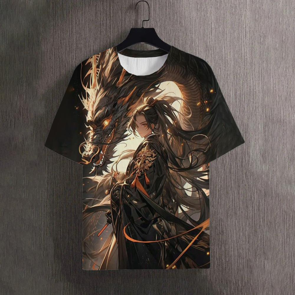 Мужские футболки Летние футболки с рисунком дракона и принтом 3D Красивые женские футболки для улицы Футболка большого размера для мужчин