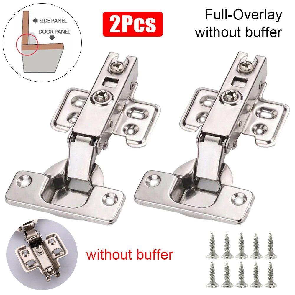 2Pcs Stainless Steel Door Hinges Hydraulic Damper Buffer Cabinet Hinge for Wardrobe Door