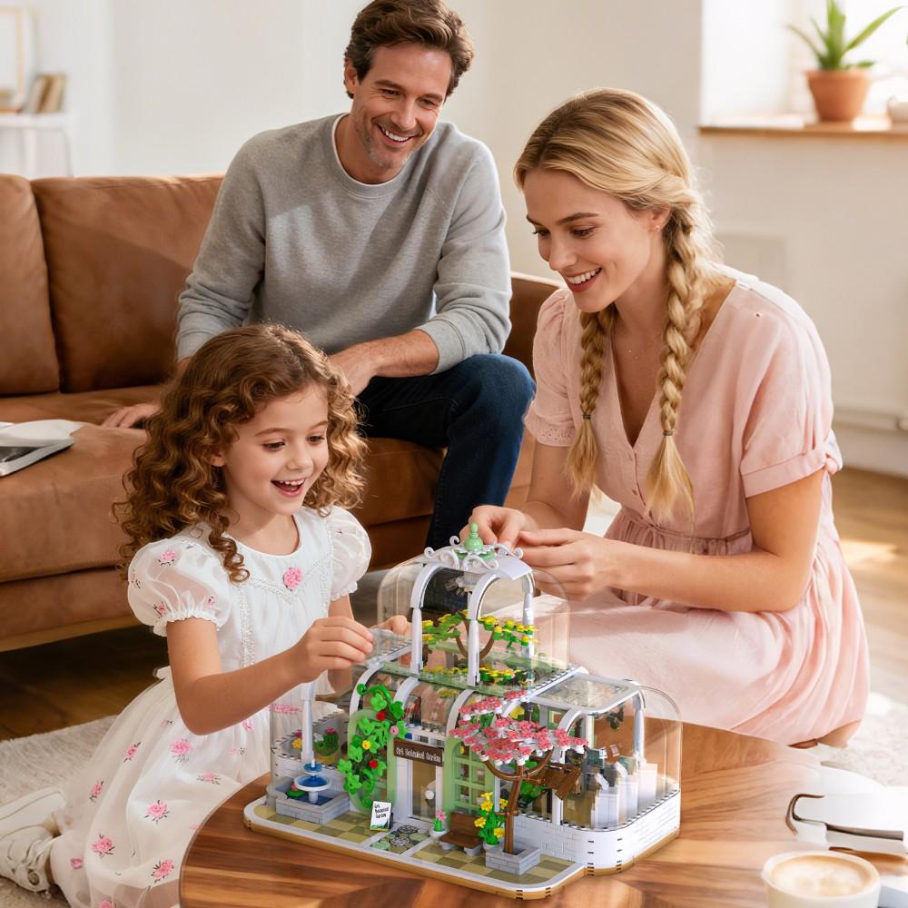 Нетоксичные 1482 детали Строительные блоки Ботанический сад Прозрачный Уличная сцена Цветочный домик Модель Настольное украшение Игрушки для детей Праздничные подарки