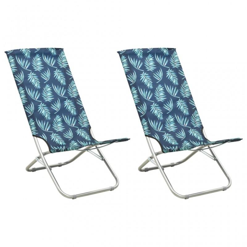 Day and Night - Day and Night Folding Beach Chairs 2 Pcs Fabric with Leaf Print