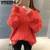 Winter Women's Sweater Women's Loose Pullover Thickened Round Neck Fried Dough Twists Knit