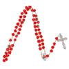 Catholic Red Rose Beads Rosary Necklace Red Our Rose Holy Soil Medal Cross Pendant