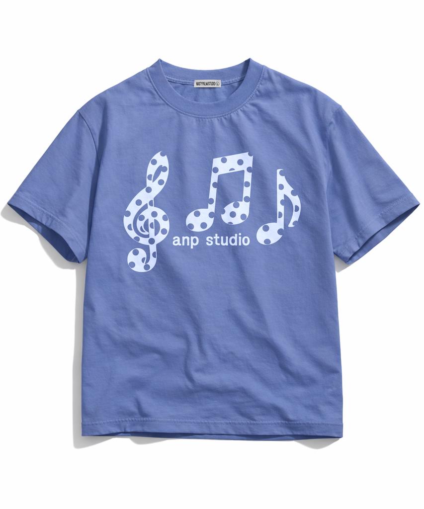 NP STUDIO Sound Note Oversized Short Sleeve T-Shirt [ Dust Blue ]