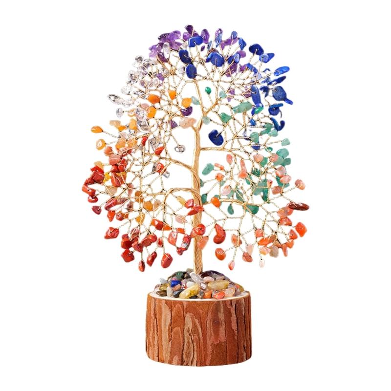 Crystal Tree Figurine Home Desktop Decors Lucky Ornament Handmade Bonsais Money Tree for Fengshui Enthusiasts Decoration