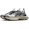Li Ning Звездные Y2K Ретро Мода Универсальные Толстая Подошва Удобные Мягкие Упругие Низкие Папины Кроссовки Мужские Кроссовки Серебристо-Черные AGCU339-2