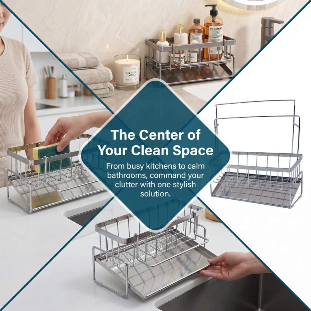 Space-Saving Kitchen Sink Draining Rack Multi-Functional Sink Shelf Sink Organizer Bathroom
